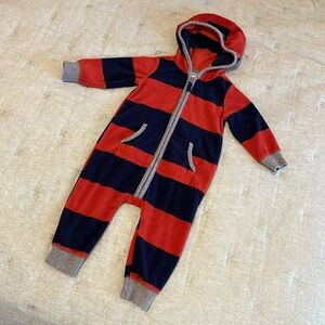 9M rugby striped hooded bodysuit